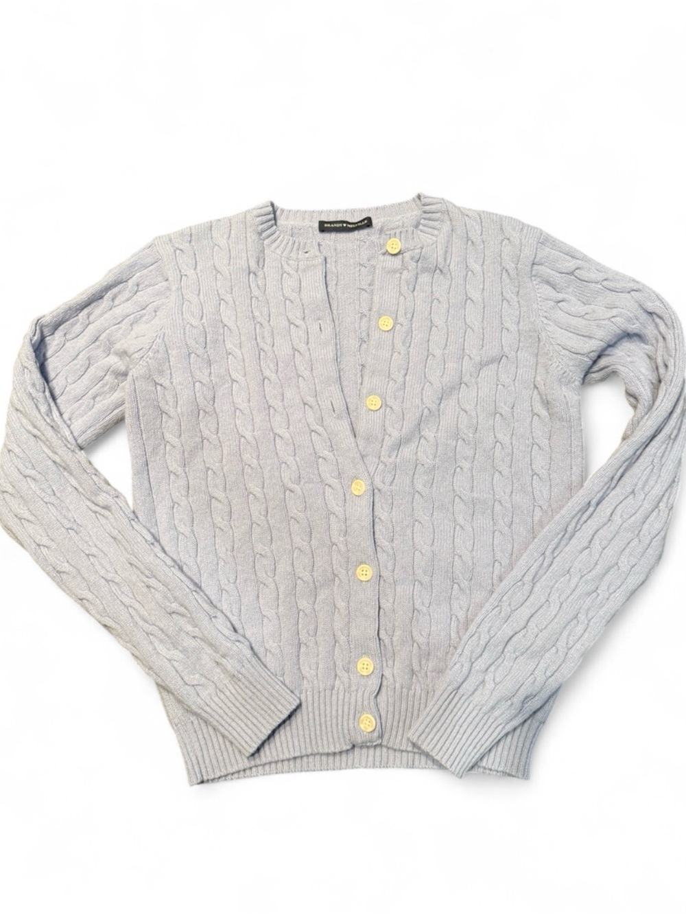 Brandy Melville Cable Knit Cardigan - Light Gray with Yellow Buttons